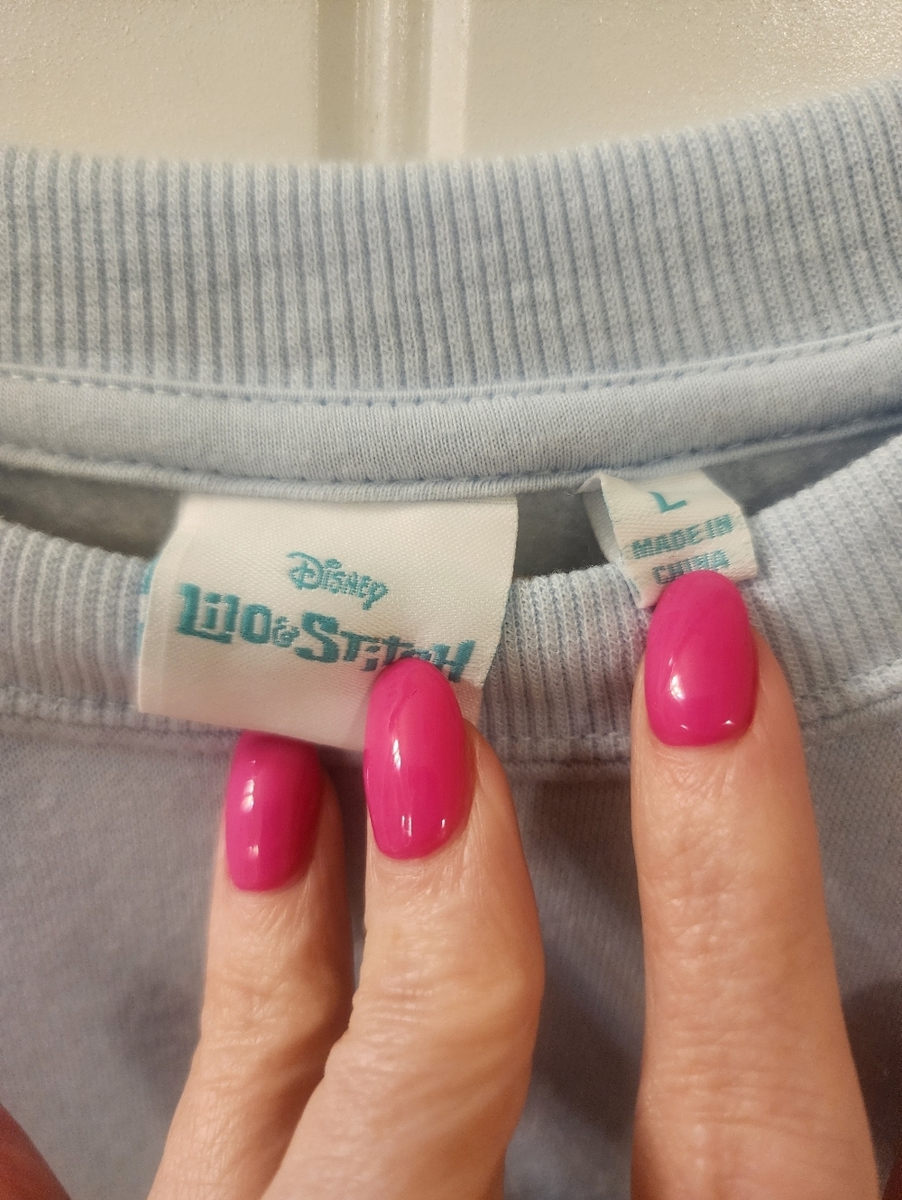 Disney Lilo & Stitch Sweatshirt Blue Crewneck Pullover Size L - Picture 3 of 4